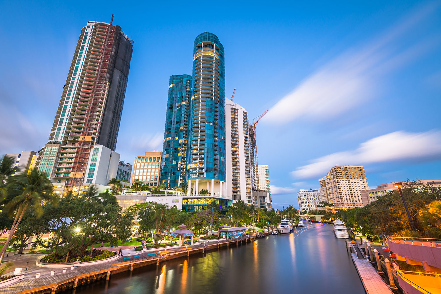 Ft. Lauderdale, Florida, USA cityscape on the river.