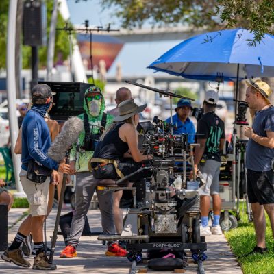 busy film set in Fort Lauderdale Florida